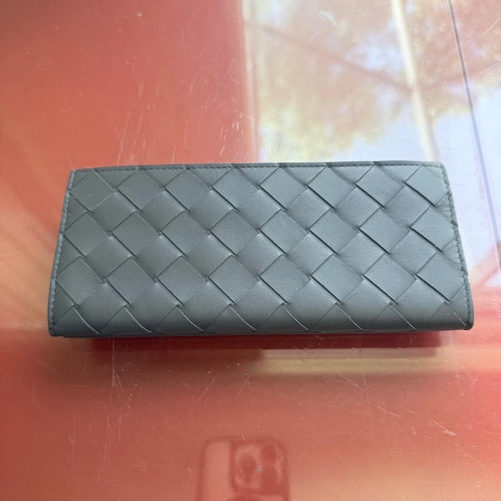 Bottega Veneta 609482 Leather Large‎ weave intrecciato Gray Wallet